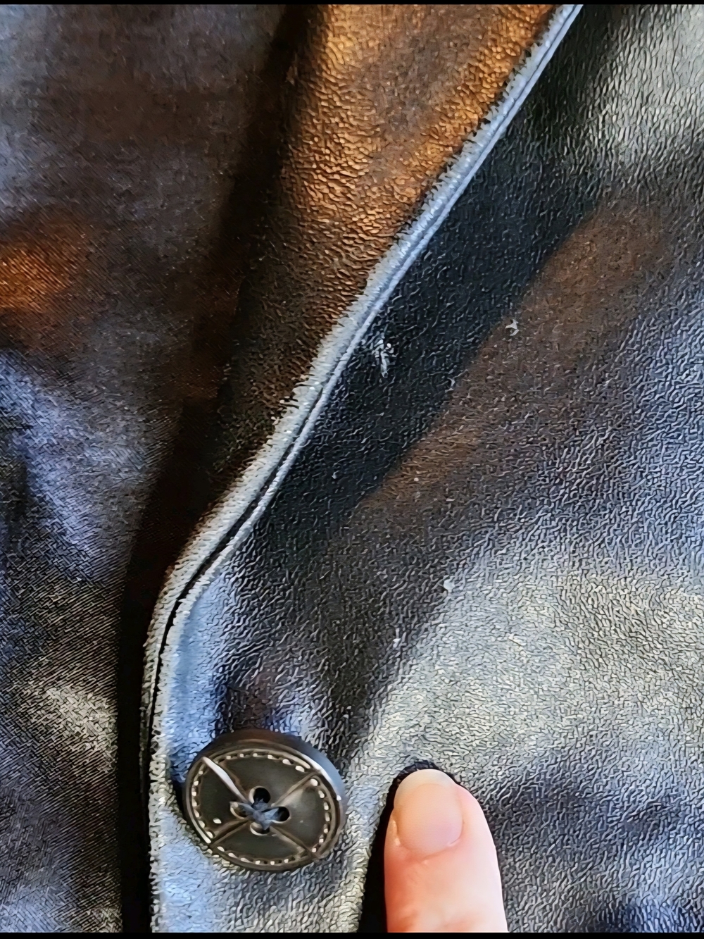 Denim & Co. Womens Black Leather Blazer Jacket Button Lined Pockets Size L FLAWS - Picture 11 of 12
